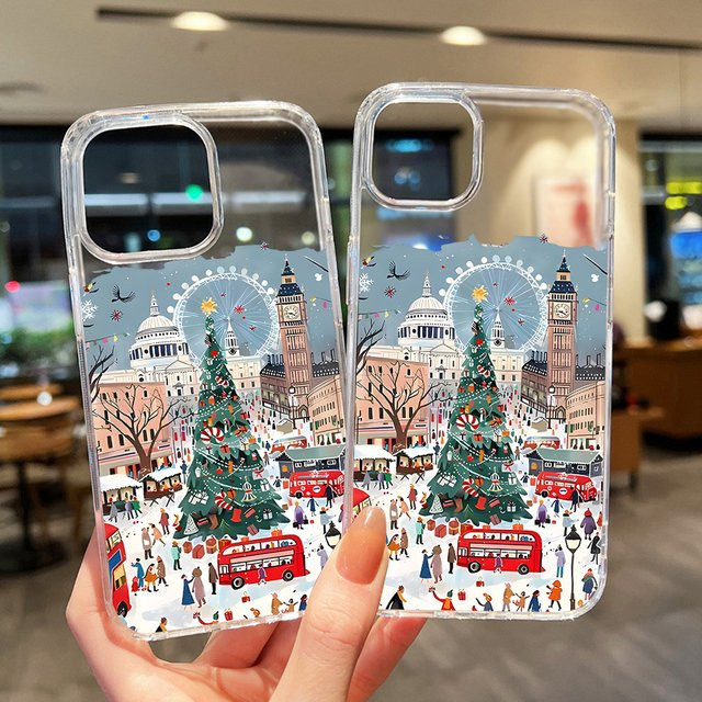 Magnetische iPhone Handyhülle mit Weihnachtsbaum-Design in Transparent für iPhone 17 Pro Max, 16, 15, 14, 13, 12, 11 Pro Max und Air - Bild 1