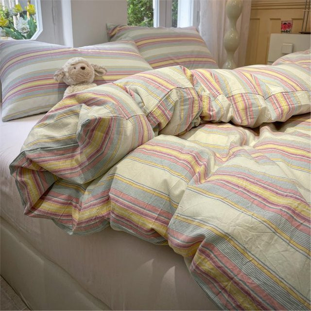 Bettbezug mit Streifenmuster in Multicolour für Einzel- Doppel- oder Queen-Size Bettwäsche - Bild 1