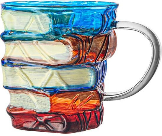 Damaiya11 Buchbecher aus Glas in Blau, 350 ml Vintage Trinkgeschirr für Leser und Schriftsteller - Bild 1