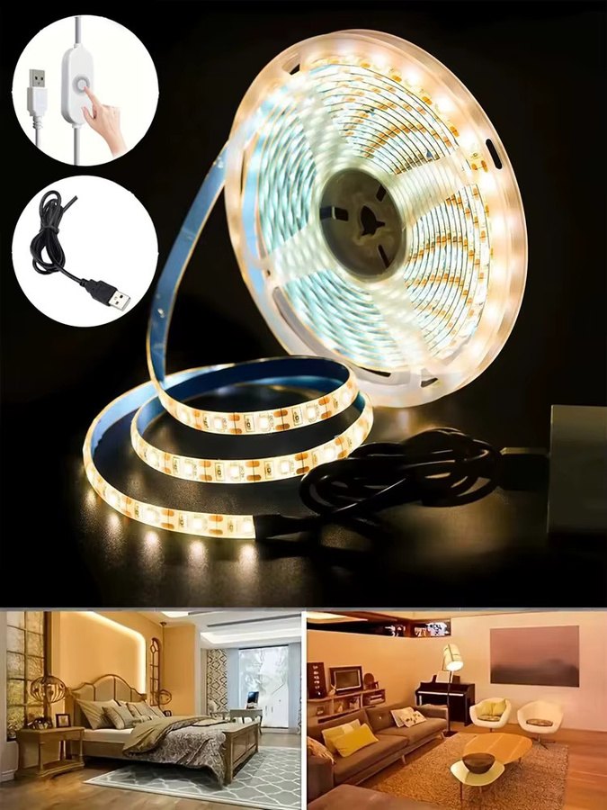 Flexible USB-LED-Lichtleiste in Warmweiß für TV-Hintergrundbeleuchtung, schneidbares und selbstklebendes SMD-LED-Band mit 5 V - Bild 6