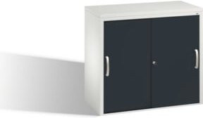 C+P Akten-Sideboard Acurado mit Schiebetüren und Schloss, Korpus Lichtgrau, Front Schwarzgrau, H: 72 cm, B: 80 cm, T: 40 cm - Bild 1