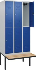 C+P Doppelstock-Spind Classic PLUS Sitzbank mit 3 Abteilen, Buche-Hartholz, B/T/H: 212 x 90 x 81,5 cm - Bild 1