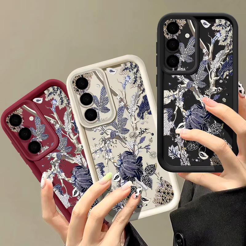 Retro-Blumen Silikonhülle für Samsung Galaxy S26 S25 S24 S23 S22 Ultra Plus S25 FE A57 A37 A17 A56 A36 A16 A55 A15 in Beige und Weiß - Bild 5