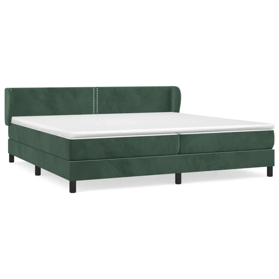 vidaXL Boxspringbett mit Matratze Dunkelgrün aus Samt und Massivholz, Hybrid-System mit Taschenfederkern, B/T: 200 x 200 cm - Bild 2