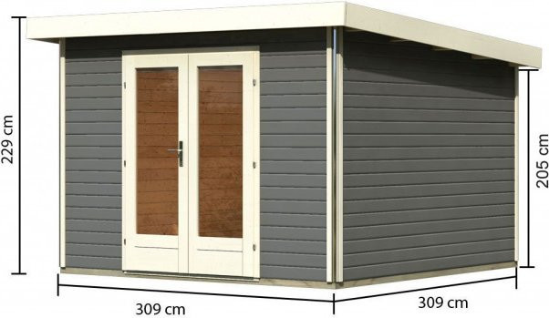 Gartenhaus aus Holz RADEBURG 1 in Terragrau ohne Anbaudach B/T: 309 x 309 cm - Bild 1