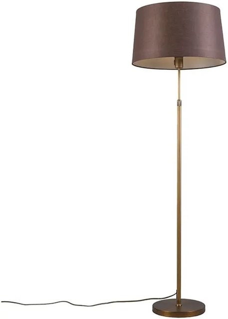 QAZQA Stehleuchte in Bronze mit braunem Lampenschirm, modern, dimmbar und höhenverstellbar, Höhe: 143 cm - Bild 1