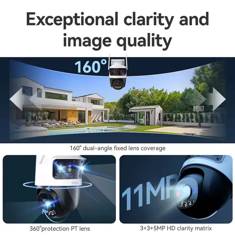 Imou Cruiser Triple 11MP WLAN Außenkamera mit Triple-Lens, 3K + 2K Auflösung, IP65 Wetterfestigkeit und Warnlicht in Weiß - Bild 3
