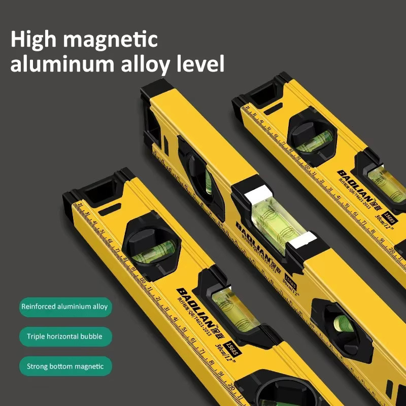 Baolian Magnetische Hochpräzisions-Wasserwaage aus Aluminiumlegierung in Gelb - Bild 2