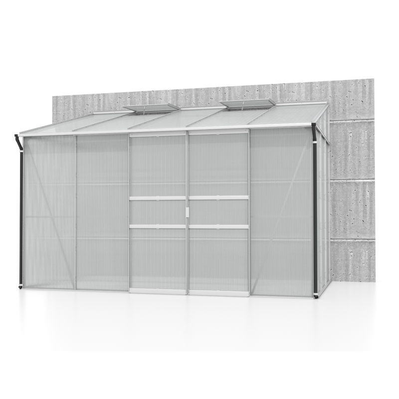 Vitavia Anlehn-Gewächshaus Ida 6500 in Silber Aluminium Eloxiert mit 6,5 m² Fläche und 6 mm Polycarbonat-Verglasung - Bild 2