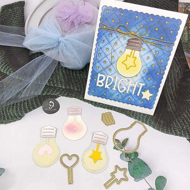 Alinacutle Metall-Stanzform Helle Glühbirne in Gold für Scrapbooking und DIY-Grußkarten - Bild 1