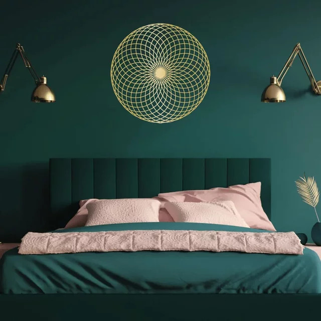 HELLOYOUNG Wandkunst Mystic Yantra aus Metall in Gold, Abstrakte Mandala Dekoration mit Heiliger Geometrie für Meditation und moderne Inneneinrichtung - Bild 1