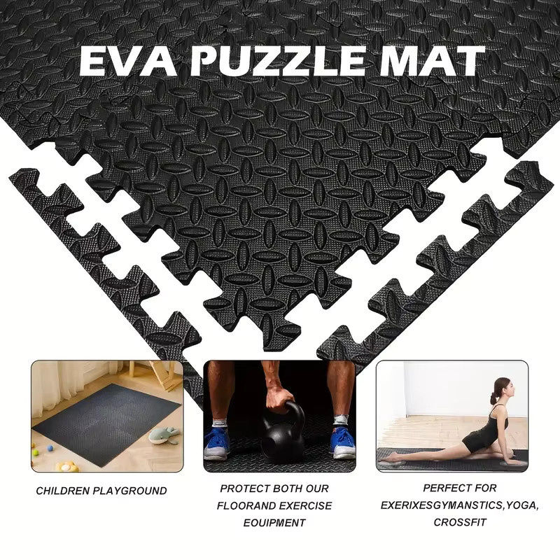 DHDH Anti-Rutsch Sport-Fitness-Matten aus EVA-Schaum in Schwarz, 16 Stück, B/T: 30 x 30 cm - Bild 5