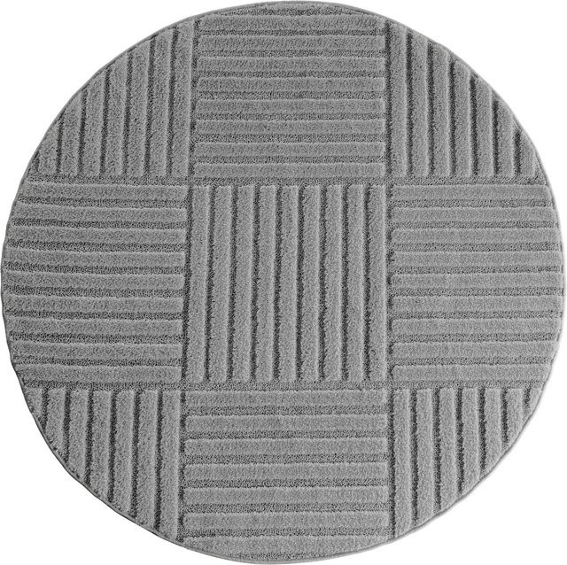 Ayyildiz Kurzflorteppich im Boho-Design, Farbe Silber, Durchmesser: 120 cm - Bild 1