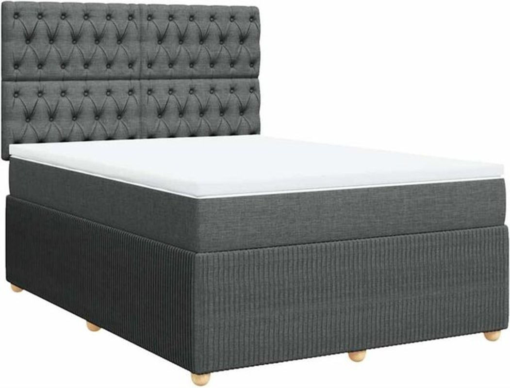 vidaxl Boxspringbett mit Matratze in Dunkelgrau aus Stoff, B/T/H: 160 x 200 x 150,5 cm - Bild 1