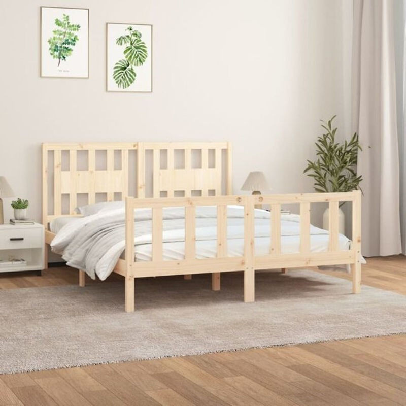 Massivholzbett mit Kopfteil Vidaxl aus Kiefer in Braun, B: 160 cm, L: 200 cm - Bild 1