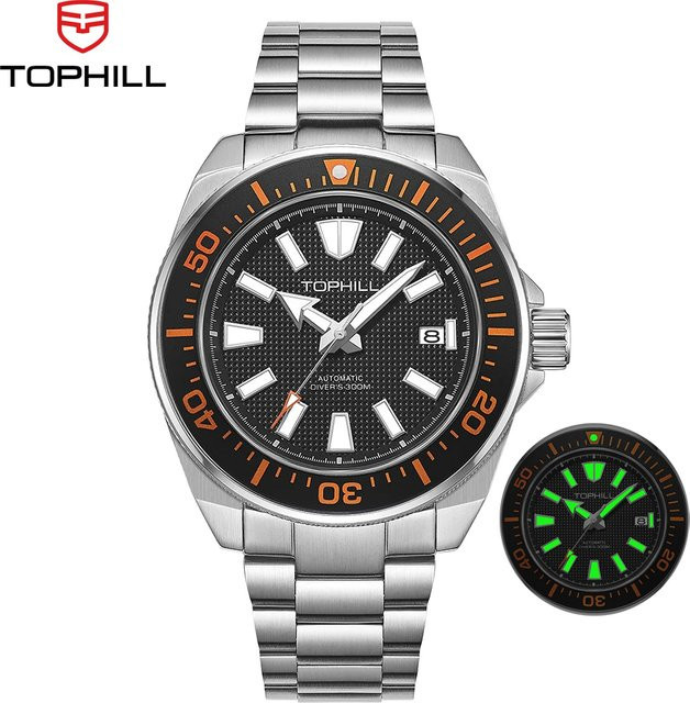 TOPHILL Herren-Taucheruhr, Automatik, 40 mm, 300 m wasserdicht - Bild 1