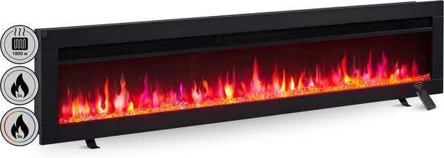 BALDERIA AG-60 Elektrokamin mit 3D-Flammeneffekt in Schwarz als Wandkamin oder Einbaukamin mit Bluetooth-Funktion - Bild 1