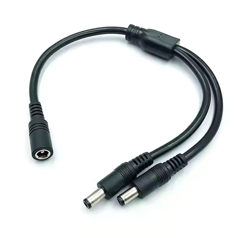JCD DC 1-zu-2-Stromverteilerkabel Adapter, Stecker auf Buchse, Schwarz, 5,5mm x 2,1mm - Bild 3