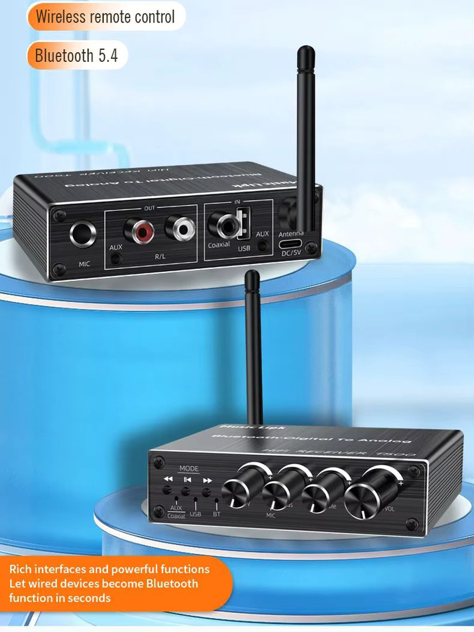 Kebidumei Bluetooth 6.0 Audio Receiver in Schwarz mit 3,5mm AUX, RCA, Koaxial und USB-Anschluss inklusive IR-Steuerung für Auto, Lautsprecher und PC - Bild 7