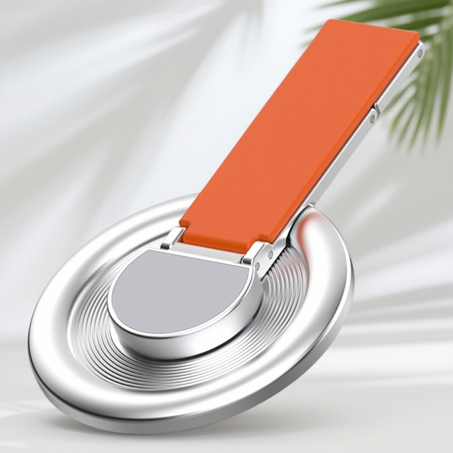 WSSHE Magnethalter für MagSafe mit 360 Grad Rotation aus Metall in Orange, abnehmbarer Magnetständer für iPhone und Samsung - Bild 1