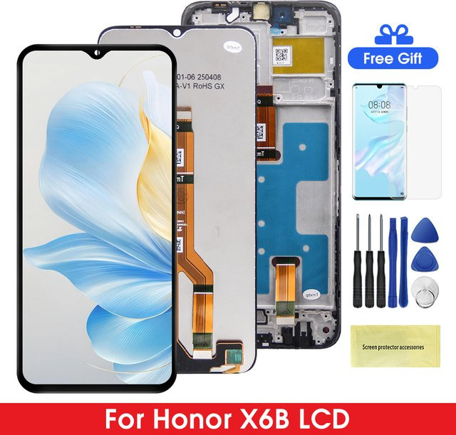 Honor X6b LCD Display Bildschirm mit Touch Panel Digitizer und Rahmen in Schwarz, 6.56 Zoll - Bild 1