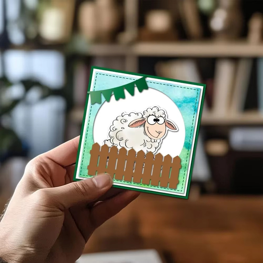 Transparenter Motivstempel mit lustigen Schafen und positivem Text für Scrapbooking und Kartenbasteln - Bild 3
