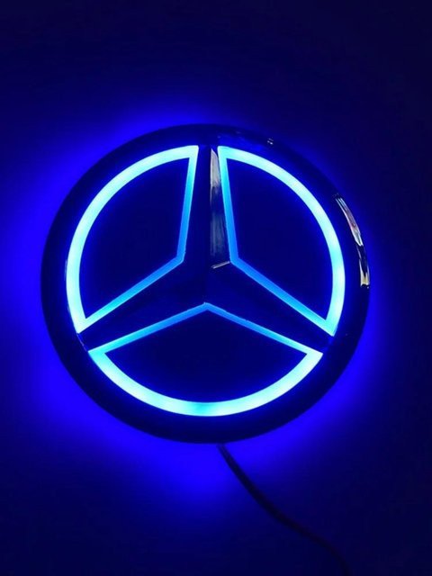 Ferox LED Heckklappen Emblem in Blau für Mercedes Benz S-Klasse, E-Klasse, C-Klasse, GLA, GLK, ML, GLC, GLE, Breite: 9,5 cm - Bild 1
