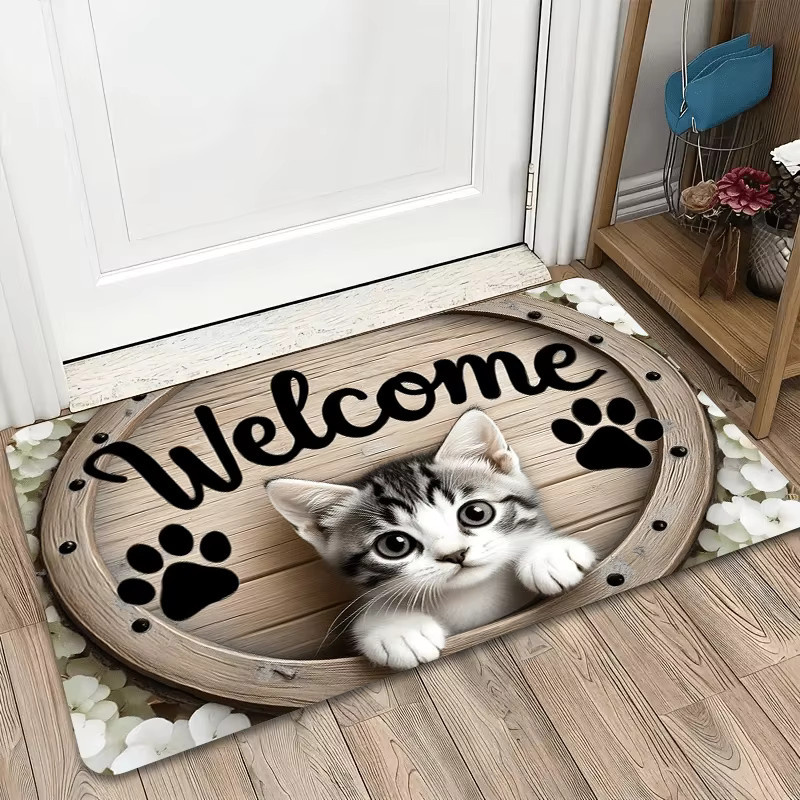 VIKAMA Fußmatte mit Katzenmuster, maschinenwaschbar, Mehrfarbig, B: 80 cm, T: 50 cm - Bild 6