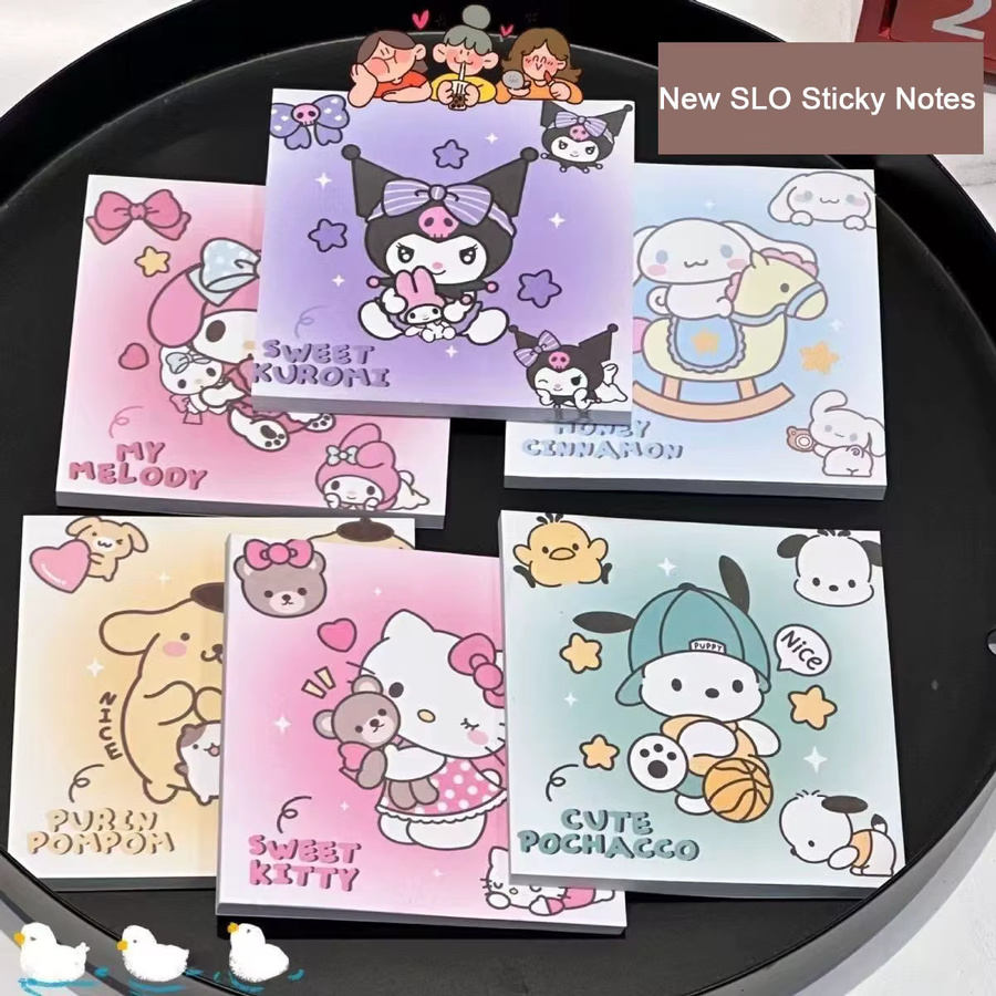 Sanrio Selbstklebender Haftnotizblock mit niedlichen Motiven, Mehrfarbig, Schreibwaren für Schule und Büro - Bild 2