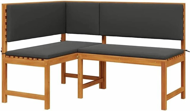 vidaXL Gartenstuhl aus Massivholz Akazie mit Kissen, Braun, B/T/H: 140 x 100 x 91 cm - Bild 1