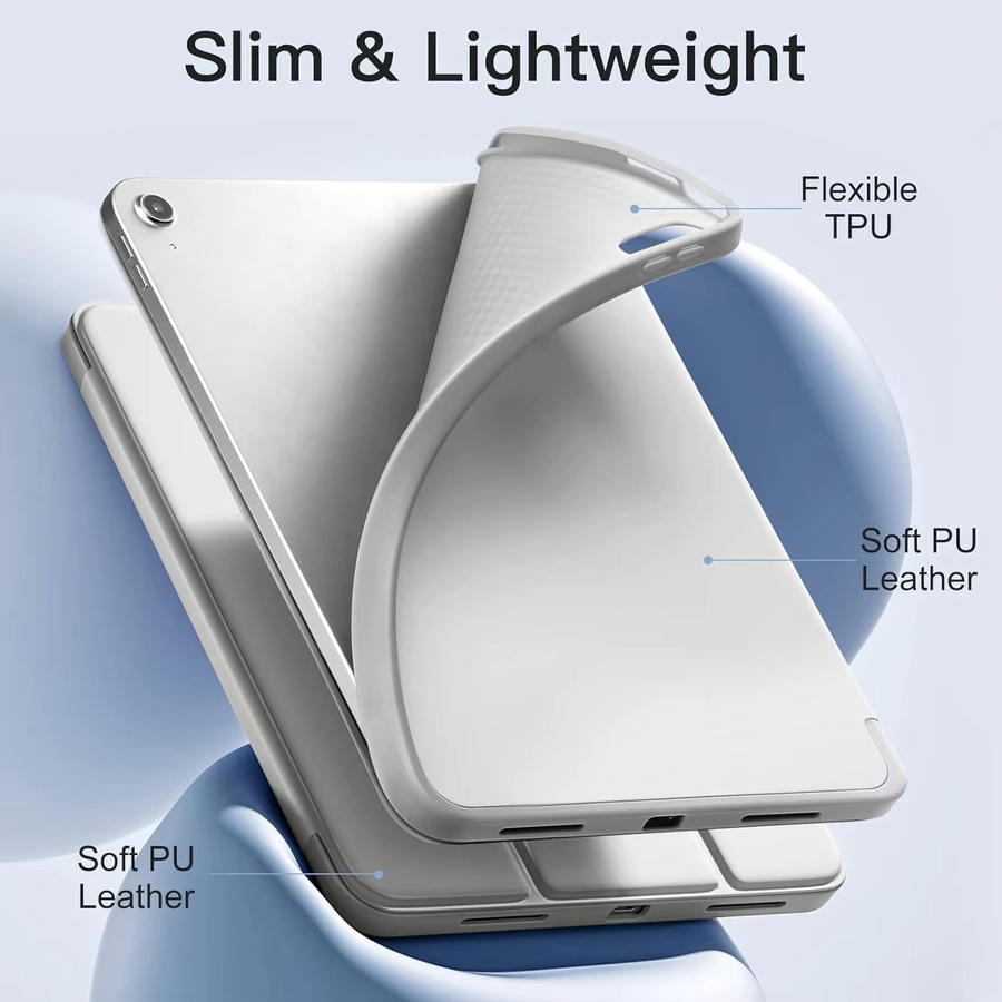 PHYLYN Schutzhülle für Redmi Pad 2 11 Zoll 2025 mit dreifach faltbarem Stand und weicher TPU-Rückseite sowie Auto Aufwach- und Schlaffunktion in Weiß oder Lila - Bild 3