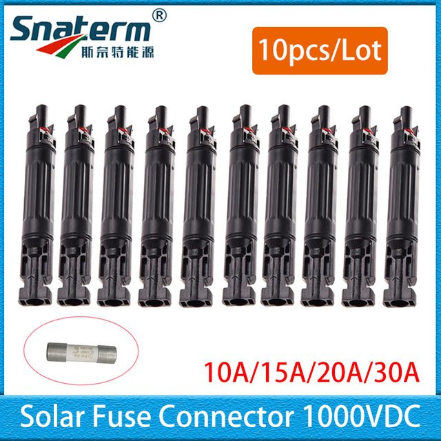 Wasserdichte DC-Inline-Sicherung für Photovoltaik-Anschlüsse, 13,2 A, 1000 V, Schwarz - Bild 1