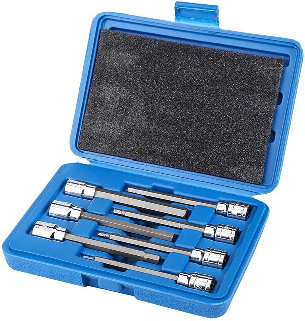 Igeteck 7-teiliges extra langes Sechskant-Bit-Steckschlüssel-Set aus Edelstahl in Weiß und Blau mit den Größen 3, 4, 5, 6, 7, 8 und 10 mm - Bild 1