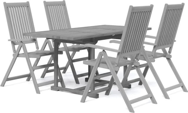 vidaXL 5-tlg Garten-Essgruppe Modell 29 aus Massivholz Akazie in Grau - Bild 1