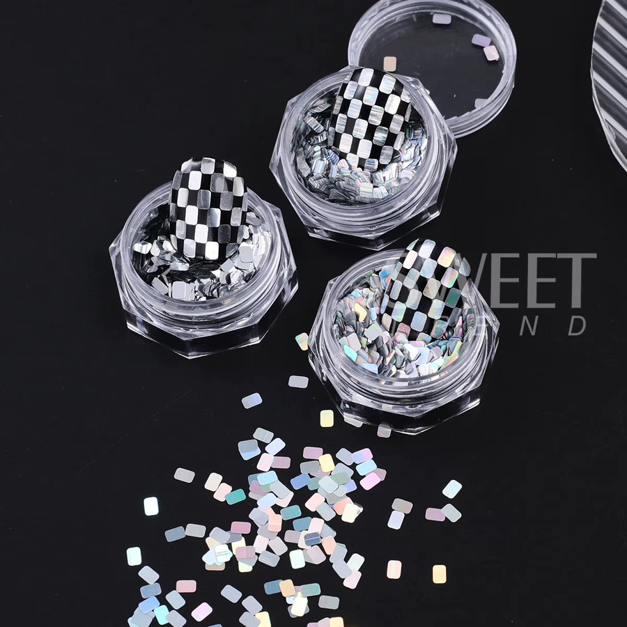 SWEET TREND Nagelkunst-Pailletten, spiegelsilberne Glitzerflocken, 3 Stück - Bild 5