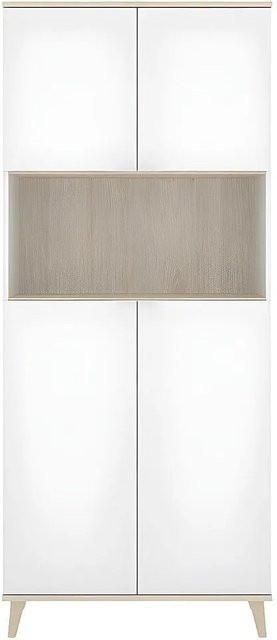 Vente-unique Buffetschrank Wajdi in Eiche Natur und Weiß im skandinavischen Design, B/T/H: 79,6 x 40,0 x 188,6 cm - Bild 1