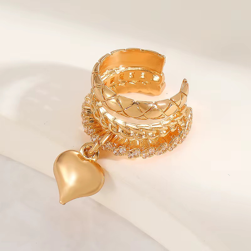 LATS Ohrringe, Herz Anhänger, Clip Ohrringe, Gold, Damen, Kristall - Bild 1