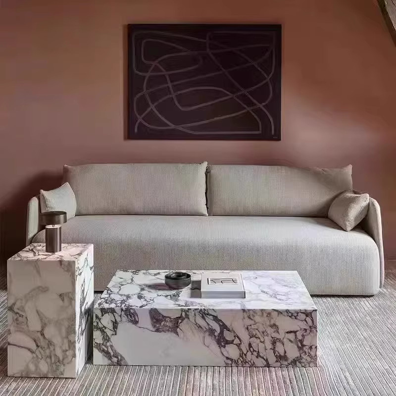 DUTRIEUX Couchtisch Modern mit Glasplatte und Marmor-Design in Transparent und Abstract-Optik - Bild 3