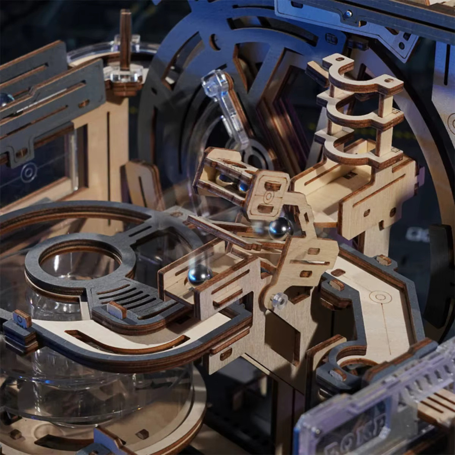 ROBOTIME ROKR Marmor-Weltraumhafen Kugelbahn, 3D Holzpuzzle, ab 14 Jahren - Bild 4