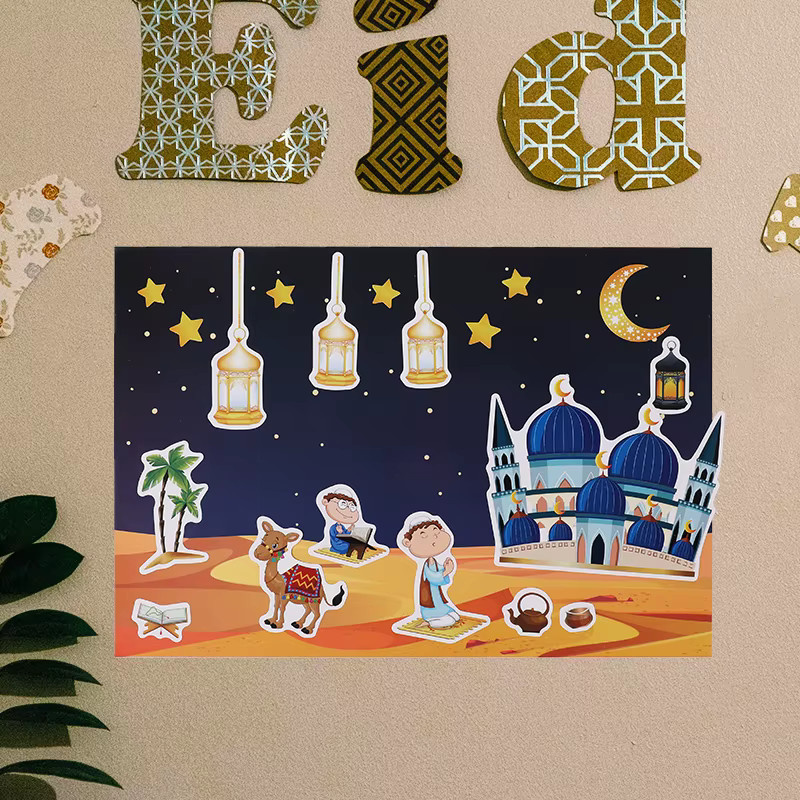 12 Blatt Ramadan Kareem DIY Aufkleber für Eid Mubarak Dekorationen, bunte islamische Party-Aufkleber aus Papier - Bild 4
