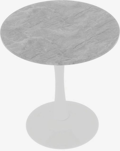 okwish Couchtisch mit Marmor Tischplatte in Weiß und Grau, modernes minimalistisches Design, B/T/H: 70 x 70 x 72 cm - Bild 1
