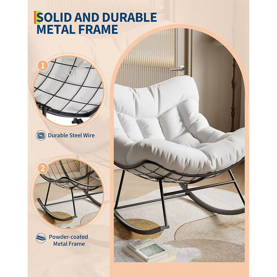 HiMISS Papasan Ei-Schaukelstuhl aus Rattan mit Ottomane in Weiß - Bild 1