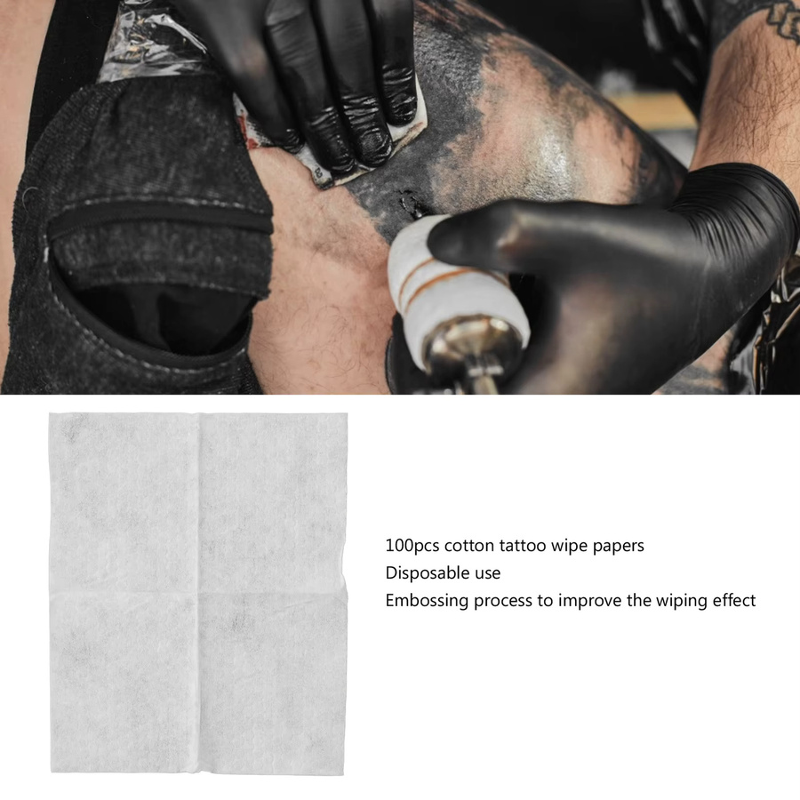 TMISHION Tattoo Wischpapier, 100 Stück, Einweg Baumwolle - Bild 3