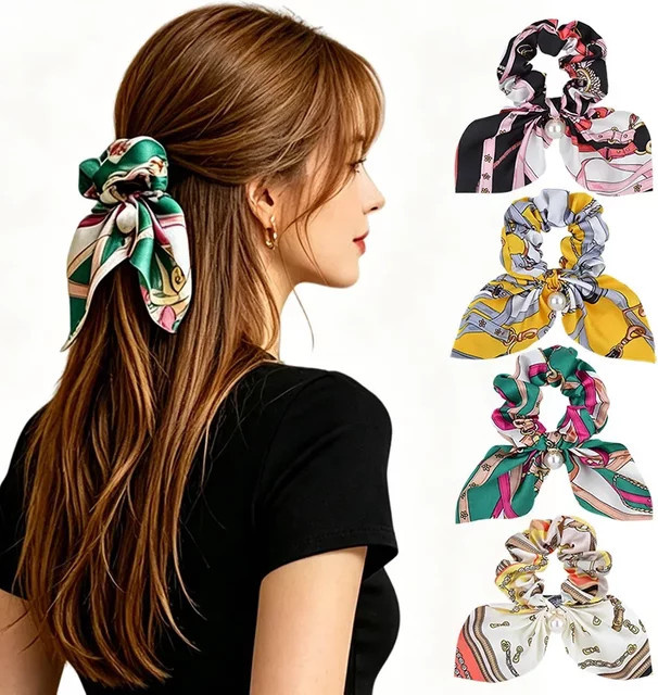 BABY BOWS Set Haarbänder, 4-teilig, Chiffon mit Perlen, Damen und Mädchen - Bild 1