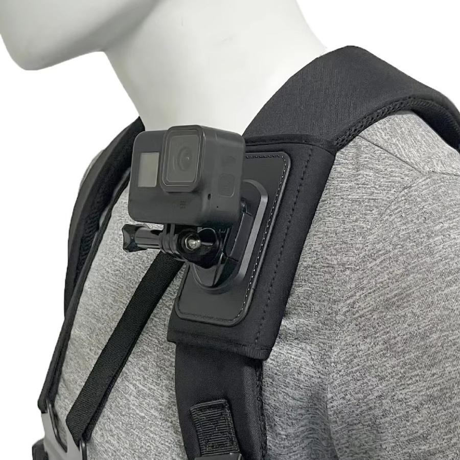 EXSKOF 360 Grad rotierbarer Rucksack-Gurthalter für Action-Kameras in Schwarz - Bild 5