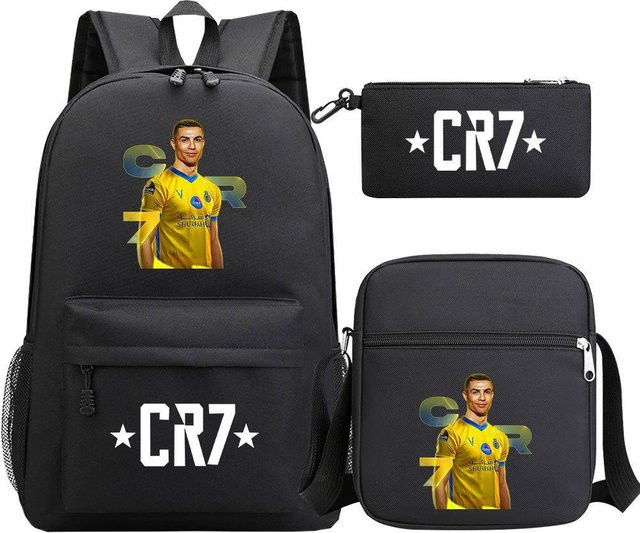 3-teiliges Schulrucksack-Set in Schwarz aus Oxford-Stoff mit großem Fassungsvermögen, Schultasche und Federmäppchen, H x B x T: 46 x 32 x 16 cm - Bild 1