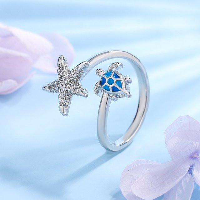GaGa-Duck Ring, 925 Silber, Schildkröte, Zirkonia, Damen - Bild 1