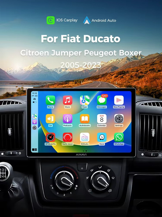 Ainavi Multimedia-Autoradio mit 13,1 Zoll Display für Fiat Ducato, Citroen Jumper, Peugeot Boxer und Dodge Ram 2500 in Schwarz mit kabellosem CarPlay und Android Auto - Bild 7