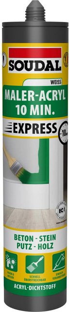 Soudal Maleracryl 10 min-Express Weiß, überstreichbares Acryl aus Synthetikharz, 300 ml - Bild 1