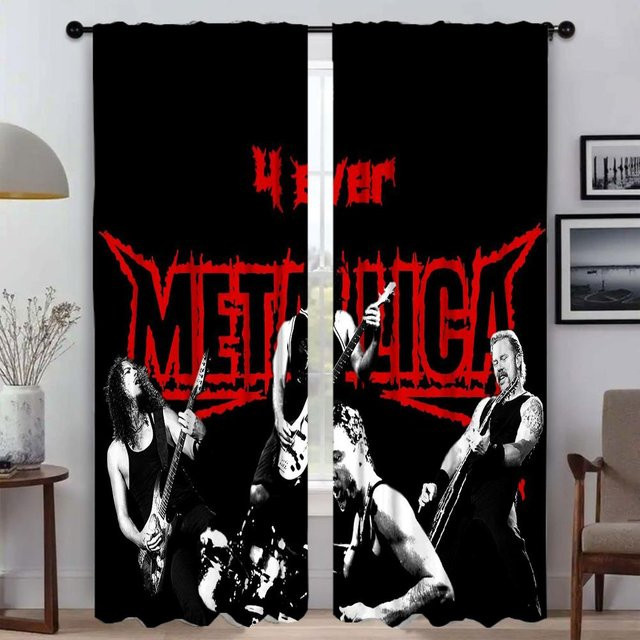 YTO Household Items Metallica Vorhänge für Wohnzimmer und Schlafzimmer, 2er-Set, Schwarz, B: 96 cm, H: 183 cm - Bild 1